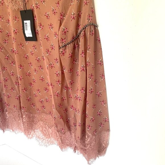 The Kooples Floral Beaded Lace Top Womens Small Pink Bell Sleeve Boho Blouse - Picture 6 of 12